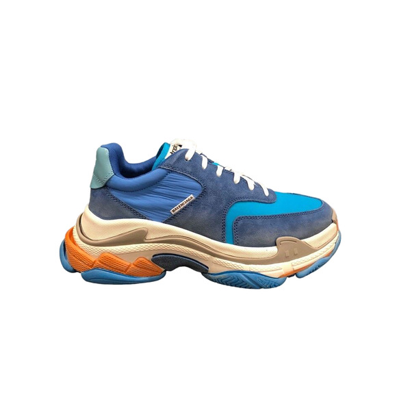 Balenciaga Triple S Sneaker V2 Blue Nylon Speed Flat Trainers 41 Mens US 8 - Picture 1 of 2